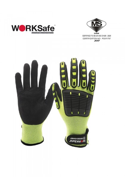 WORKsafe Nitrile Microfoam Palm Coated 13 Gauge HPPE Impact Safety Glove, Cut 5 Level E 500IMP